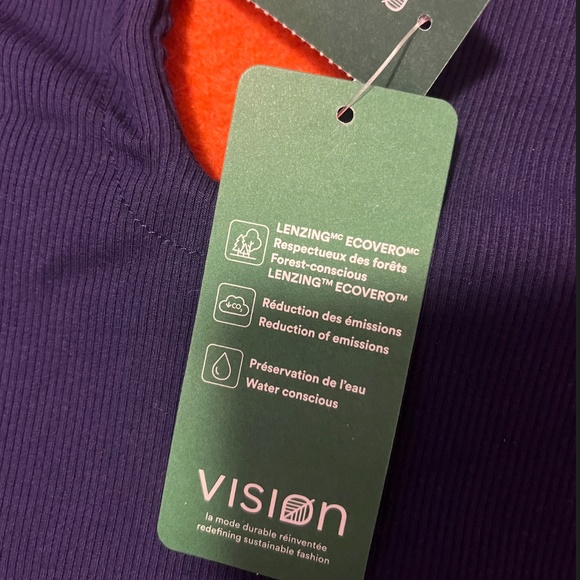 Eco-friendly purple ribbed stretchy criss-cross cropped halter camisole NWT - Picture 6 of 11